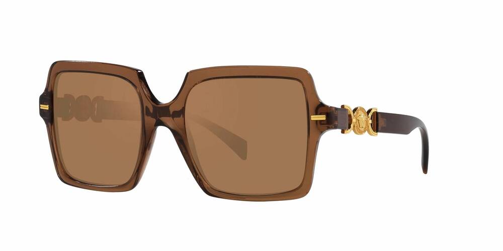 NEW VERSACE women's ve4441 square sunglasses in transparent brown - brown | oran